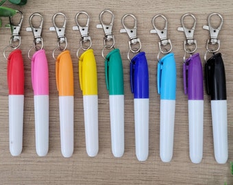 Mini Dry Erase Markers (Set of 9), Badge Reel Mini Clip On DRY ERASE Pen, Badge Reel Accessories, Clip on Pen for Badge Reel