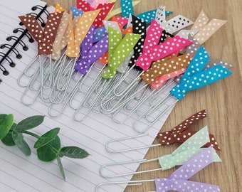 Polka Dot Ribbon Planner Clips: Colorful Grosgrain Paperclips, 3" Journal Accessories