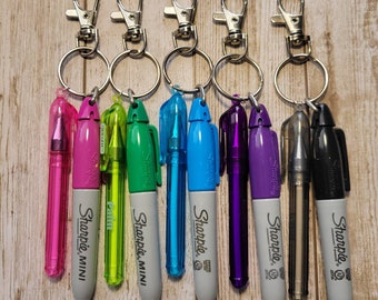 Mini Sharpie and Mini Pen Set,Badge Reel Clip On Pen and Sharpie Pen, Badge Reel Accessories, ID Clip on Pen, Clip on Pen for Badge Reel