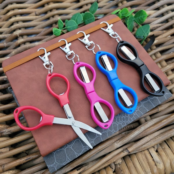 Mini Folding Scissors with Clip, Clip On Folding Scissors, Badge Reel Scissors, Badge Reel Accessories, Clip On Scissors for Backpack