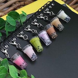 Boba Bubble Tea Charm: Stitch Marker, Junk Journal Accessory, Zipper Pull