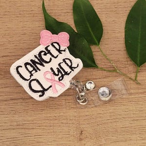 Cancer Sucks Breast Cancer Awareness Badge Reel, Oncology Nurse Gift, Retractable ID Clip,, Cancer Survivor Badge Reel