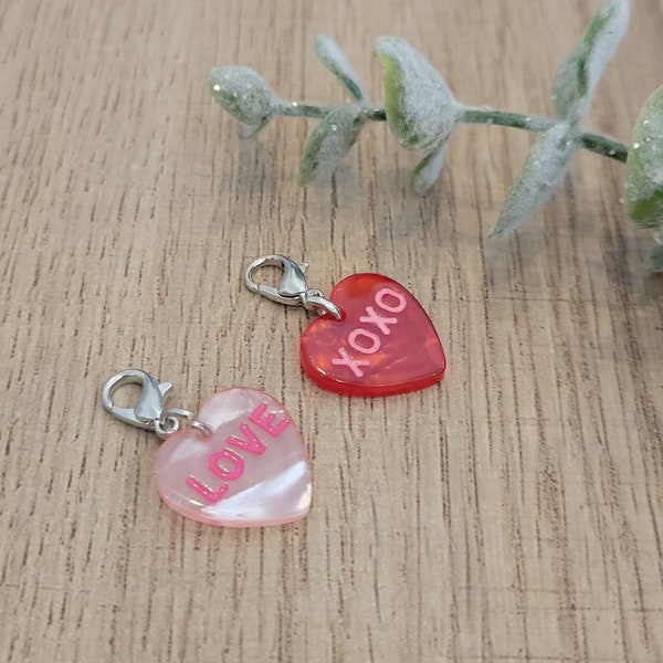 Candy Heart Badge Reel Charm, Glitter Dangle or Cell Phone Charm, Badge Reel Charm Add On, Dangle for Badge Reel, Lanyard or Phone Bling