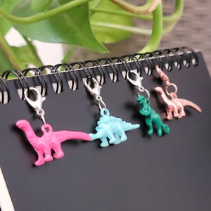 Mini Dinosaur Clip-On Charm: Kawaii Dino Zipper Pull, Stitch Marker, Junk Journal Accessory