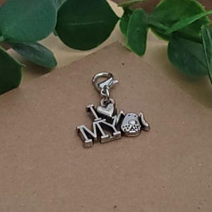 Silver Dog Charm: Badge Reel, Zipper Pull, Stitch Marker