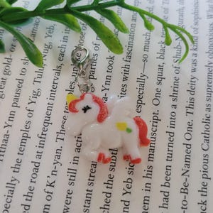 Rainbow Unicorn Charm, Badge Reel Charm, Clip On Pendant, Tie Dye Clip Accessory, Versatile ID Holder, Zipper Pull, Planner Decoration