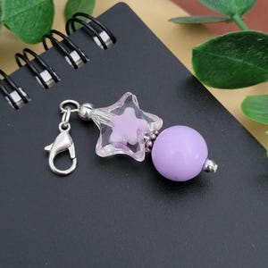 Purple Jelly Star Bead Charm: Badge Reel Accessory, Lanyard Bling, Stitch Marker, Journal Clip
