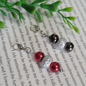 Chocolate Cherry Glass Bead Charm: Badge Reel, Stitch Marker