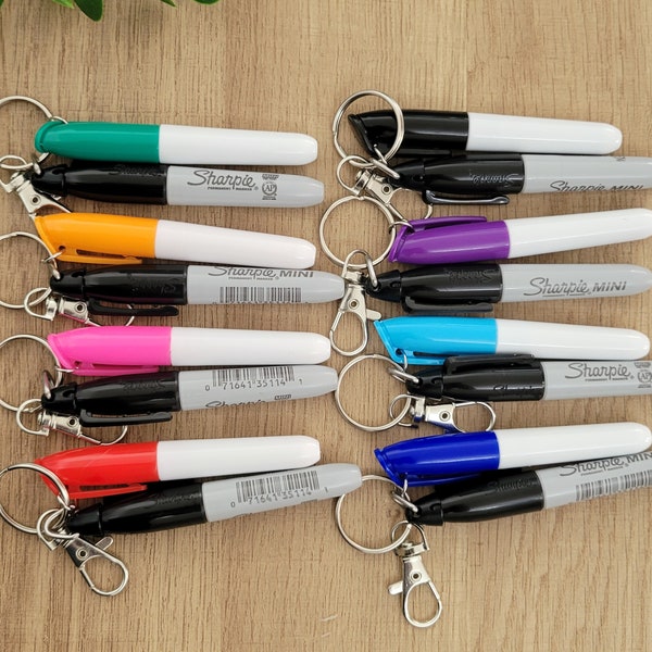 Mini Sharpie & Dry Erase Marker Set, Badge Reel Clip On Marker and Sharpie Pen Set, Badge Reel Accessories, Clip On Pen Set for Badge Reel