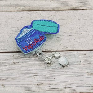 Blue Vaporub Badge Reel: Sparkly Retractable ID Holder