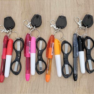 Badge Reel Clip-On Set: Scissors, Ink Pen, Dry Erase Marker - Nurse/Teacher Accessories