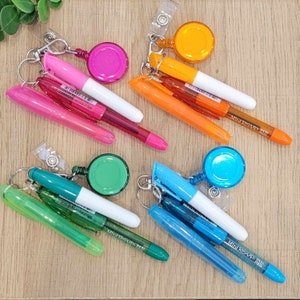 Nurse/Teacher Badge Reel Accessory Set: Mini Pen, Highlighter, Dry Erase Marker