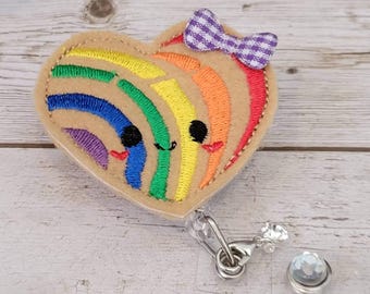 Rainbow Concha Badge Reel: Pan Dulce, Mexican Sweet Bread ID Holder