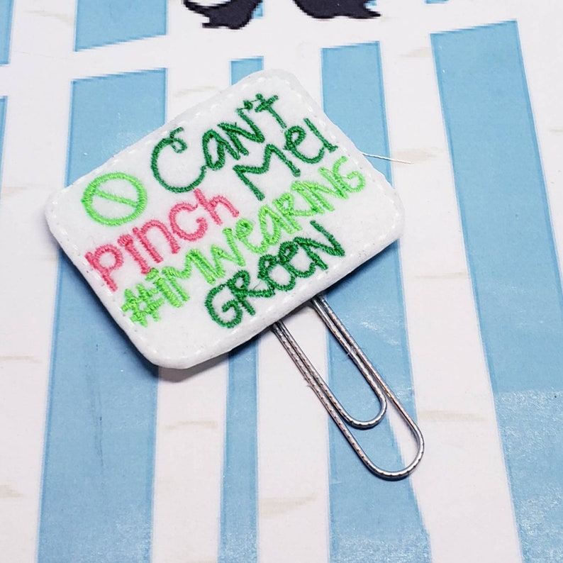 Green Pinch Proof St Patricks Day Shamrock Badge Reel or Lanyard with FREE ID Holder Green Shamrock Bookmark or Teacher Planner Clip