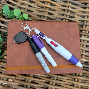 Badge Reel Accessories Set: Shuttle Pen, Permanent & Dry Erase Markers Purple Set