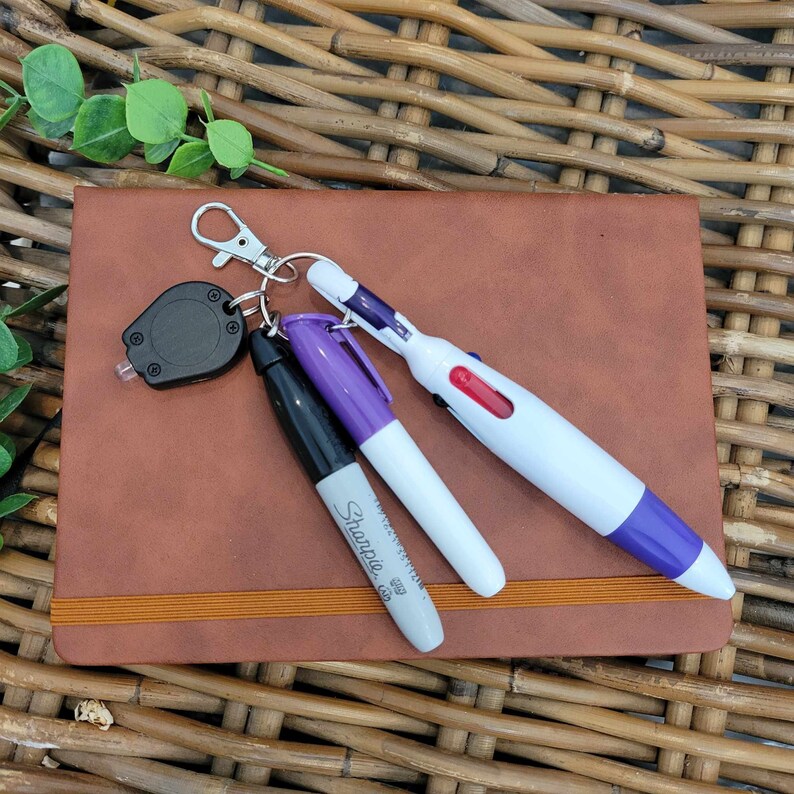 Badge Reel Accessories Set: Shuttle Pen, Permanent & Dry Erase Markers Purple Set