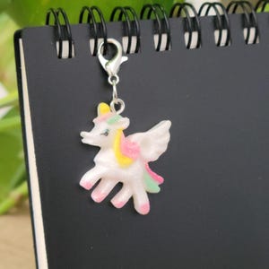 Unicorn Clip On Charm: Badge Reel, Zipper Pull, Stitch Marker
