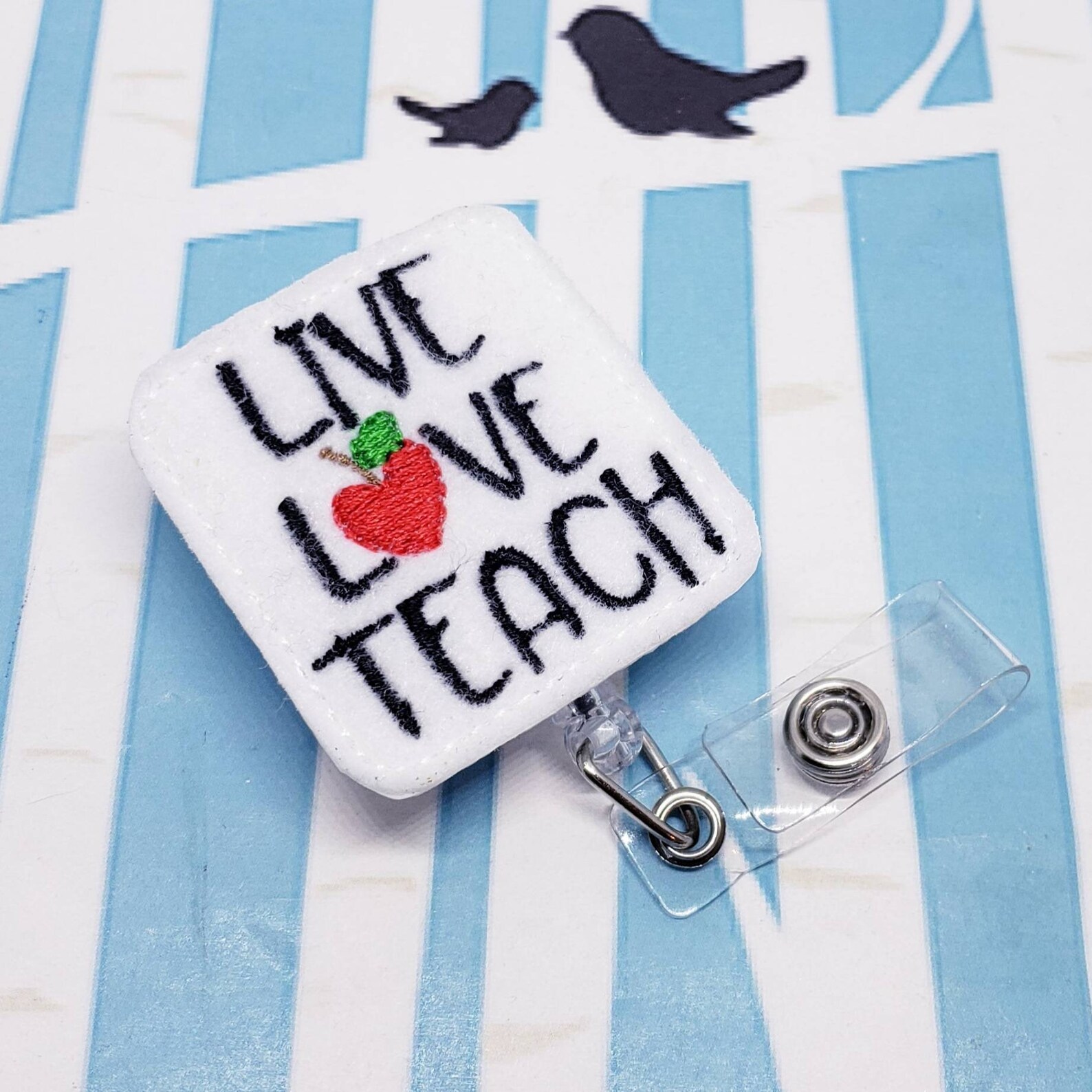 Red Apple Teacher Badge Reel or Lanyard Apple Bookmark or Etsy