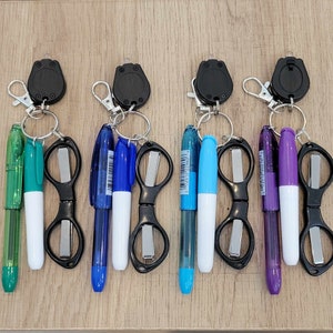 Nurse Pen Set, Badge Reel Accessory, Teacher Gift Idea, Compact Lanyard Pens, Dry Erase Markers, Office Essentials, ID Clip Tools
