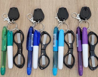 Nurse Pen and Scissor Set: Badge Reel Accessories, Teacher Gift, Mini Office Tools