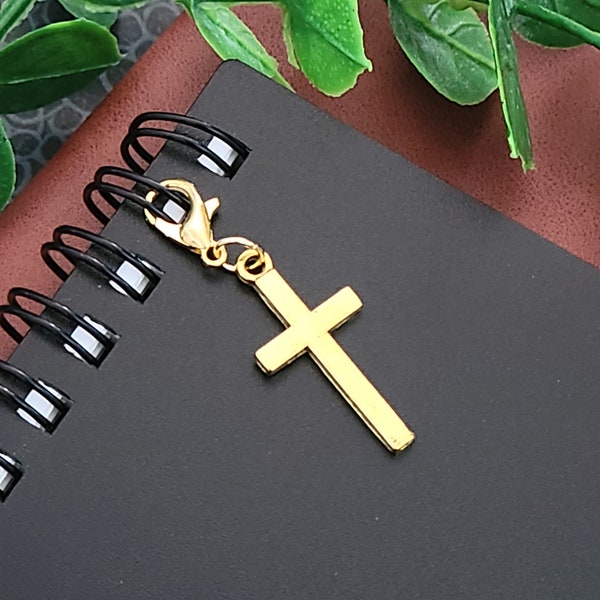 Gold Cross Badge Reel Charm, Gold Cross Dangle or Cell Phone Charm, Badge Reel Charm Add On, Dangle for Badge Reel, Phone Bling Charm