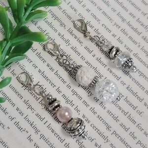 Cracked Crystal Charm, Badge Reel Charm, Interchangeable Bead Charm, Badge Reel Dangle, ID Holder Beads, Bead Stitch Marker, Clip On Charm