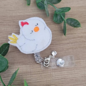 Chicken Badge Reel, Cute Farm Animal ID Holder, Nurse/Teacher Gift, Funny Chicken Badge Reel, Retractable ID Clip, Rooster Badge Holder