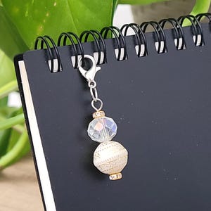 Silver and Ivory Badge Reel Charm Dangle or Cell Phone Charm, Badge Reel Charm Add On, Dangle for Badge Reel, Lanyard Charm, Phone Bling