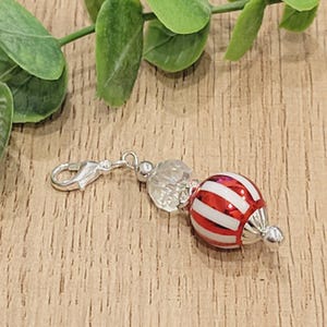 Valentine's Charm, Badge Reel Charm, Interchangeable Bead Charm, Badge Reel Dangle, ID Holder Beads, Bead Stitch Marker, Clip On Charm
