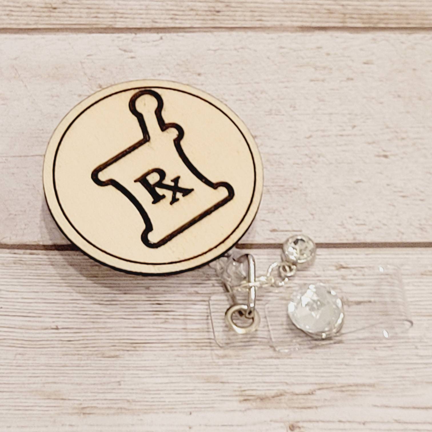 Pharmacist Badge Reel, Wooden Pharmacy Tech Badge Reel, Laser Cut