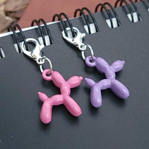 Balloon Dog Badge Reel Charm: Clip-On Dangle for ID or Lanyard, Stitch Marker