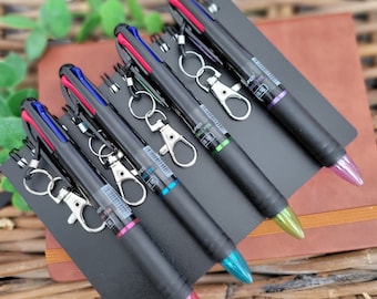 Multi-Color Retractable Ballpoint Pen: 4-Color Ink with Lobster Clip