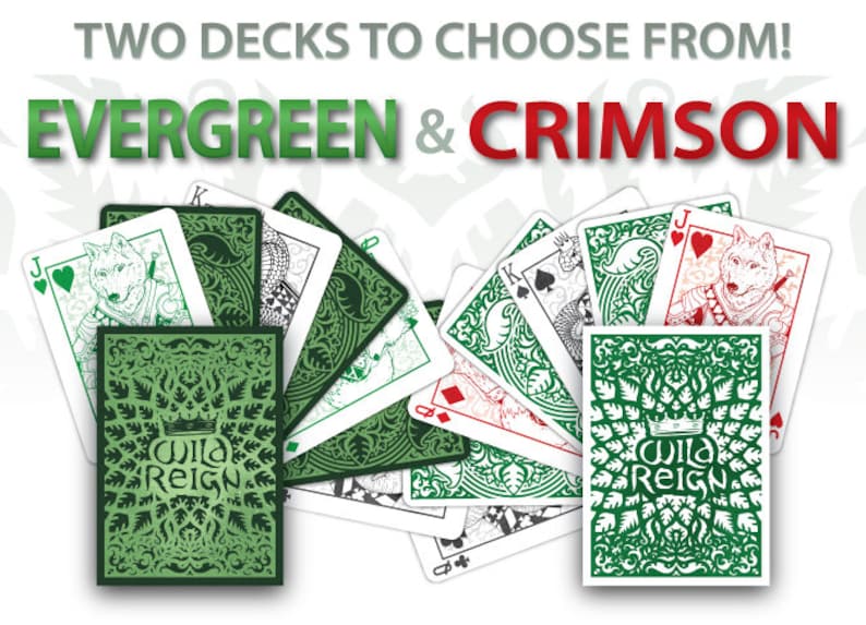 WILD REIGN Playing Cards: Evergreen and Crimson Decks image 3