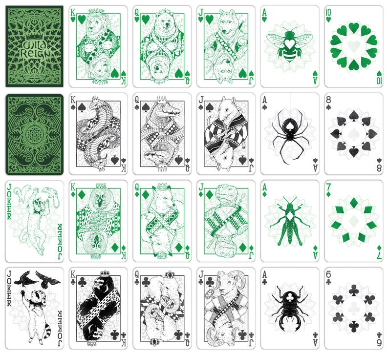 WILD REIGN Playing Cards: Evergreen and Crimson Decks image 6