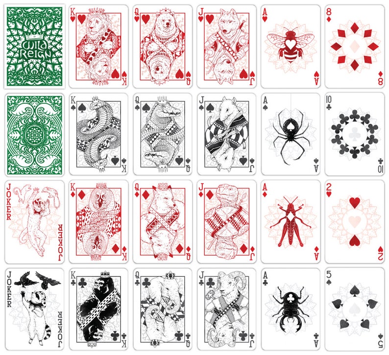 WILD REIGN Playing Cards: Evergreen and Crimson Decks image 7