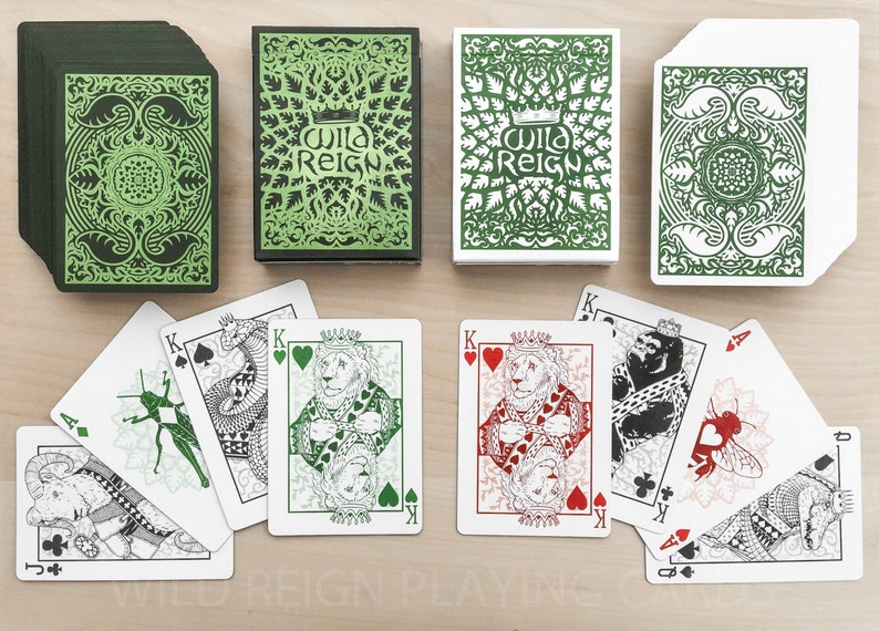 WILD REIGN Playing Cards: Evergreen and Crimson Decks image 2