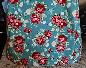 Pioneer Woman floral fabric Kitchenaid cover, teal floral fabric mixer cover, farmhouse kitchen stand mixer cover, red rose country floral