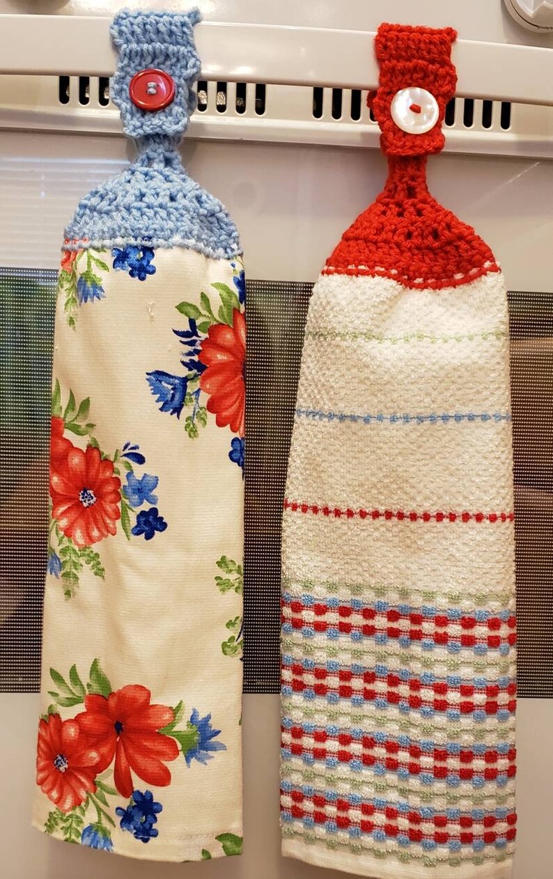 Pioneer Woman crochet top kitchen hand towel set Etsy
