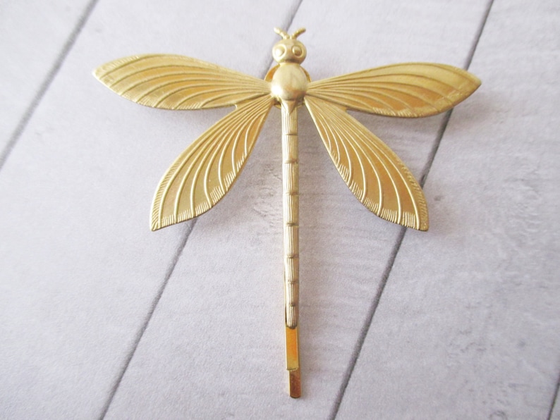 Dragonfly hair clip Gold Hair Pin Gold insect Bobby Pin Brass Nature Wedding Bobby pin Bridesmaids Bridal Gifts for her Hair accessories