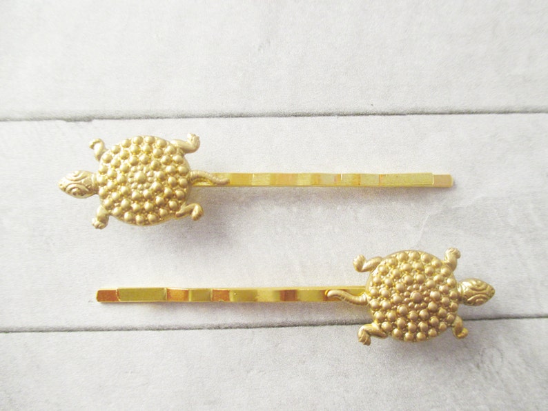 Turtle Hair Clips Gold Tortoise Hair Pins Golden Turtle Bobby Etsy