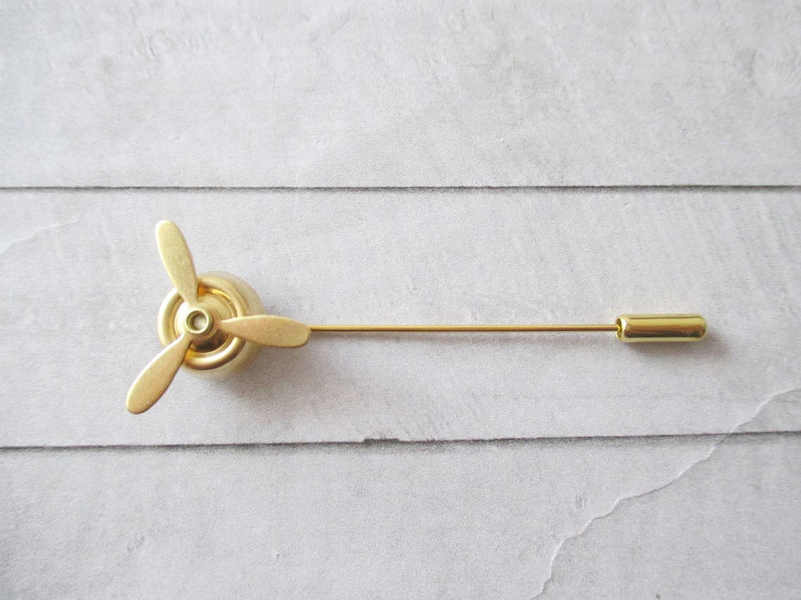 Gold propeller stick pin Propeller bar pin Gold lapel pin Etsy