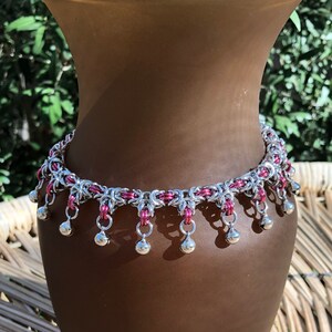 Pink Tryzantine Belled Anklet,  Belly Dancing, slave Bells, submissive Anklet 4 Shades Available