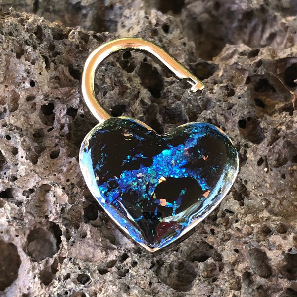 Mini Heart Lock 24/7 Wearable Galaxy Style, BDSM Day Collar Lock, Working Collar Lock, submissive Collar Lock, Resin Lock, slave Collar Lock