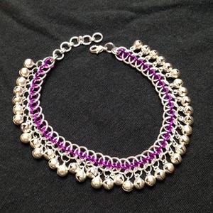 Purple Persian Star Belled Anklet / Belly Dance / slave Bells