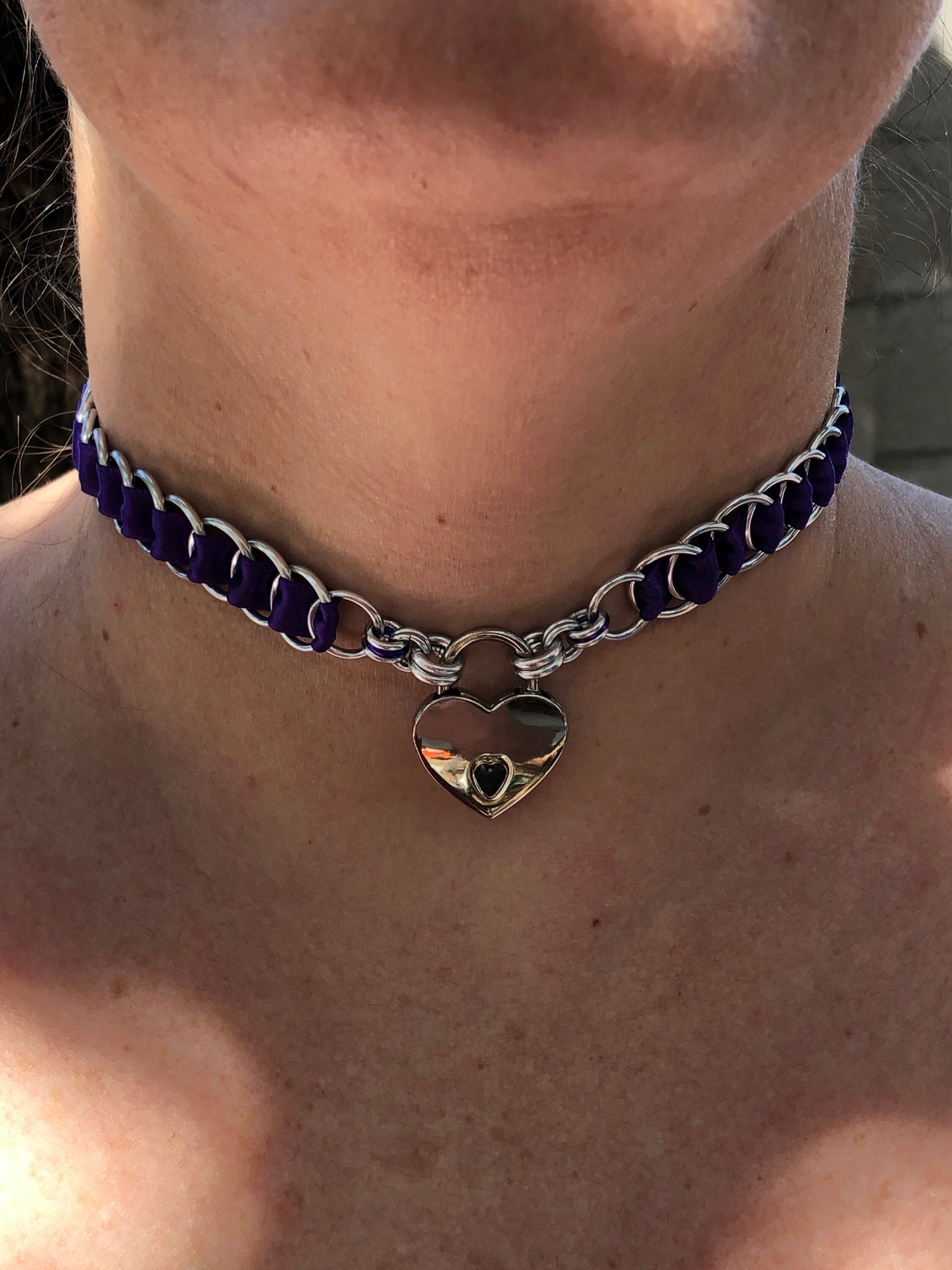 Ribbon Maille Locking Day Collar Solid Colors Etsy