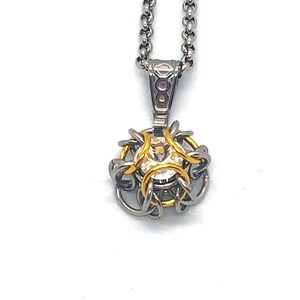 Secrecy Collar with Chain Maille Pendant, 24/7 Wearable, Day Collar Hex Lock, submissive collar lock SCP-04
