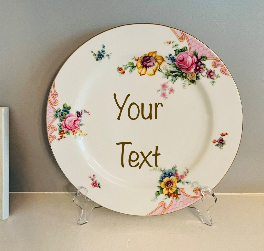 Random Plate Text Your Text Floral Plate - Etsy