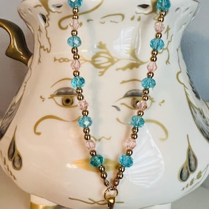 Tarot card crystal necklace THE EMPRESS blue gold jewelry