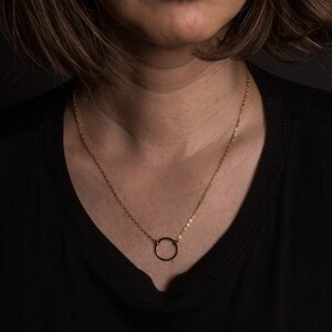 Circle Necklace. Circle Pendant. Open Circle Necklace. Eternity Necklace. Metal Circle. Hand Hammered. 18&quot; Chain. Sterling, Gold,Rose Gold