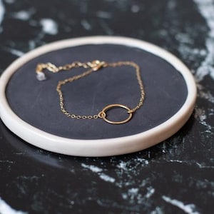 Circle Bracelet. Circle Chain. Chain Bracelet. Hammered Bracelet. Layering Bracelet. Circle Jewelry. Hand Forged. Sterling. 14k Gold filled.